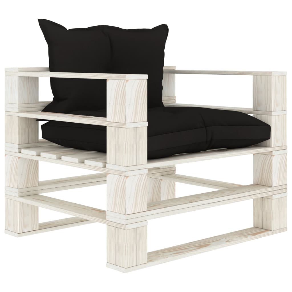 Garten-Palettensofa mit Kissen in Schwarz Holz