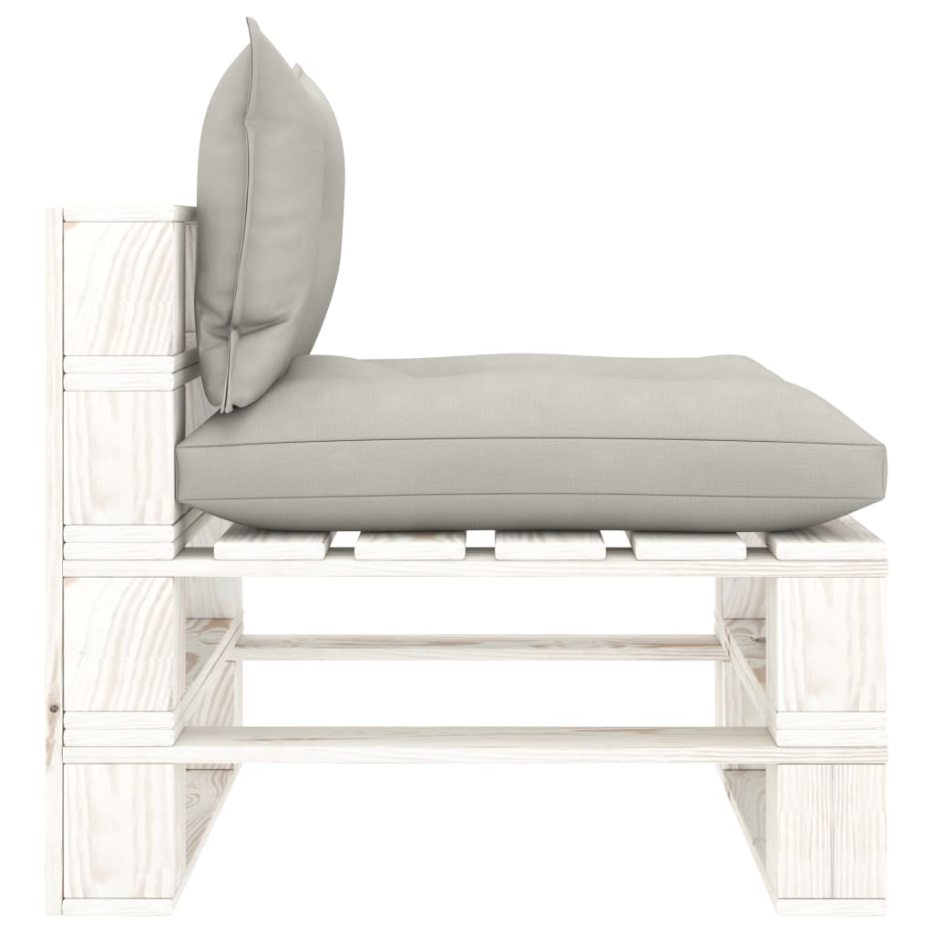 Garten-Paletten-Mittelsofa mit Kissen in Taupe Holz