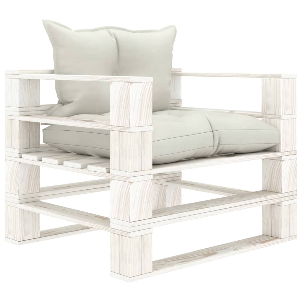 Garten-Palettensofa mit Kissen in Beige Holz