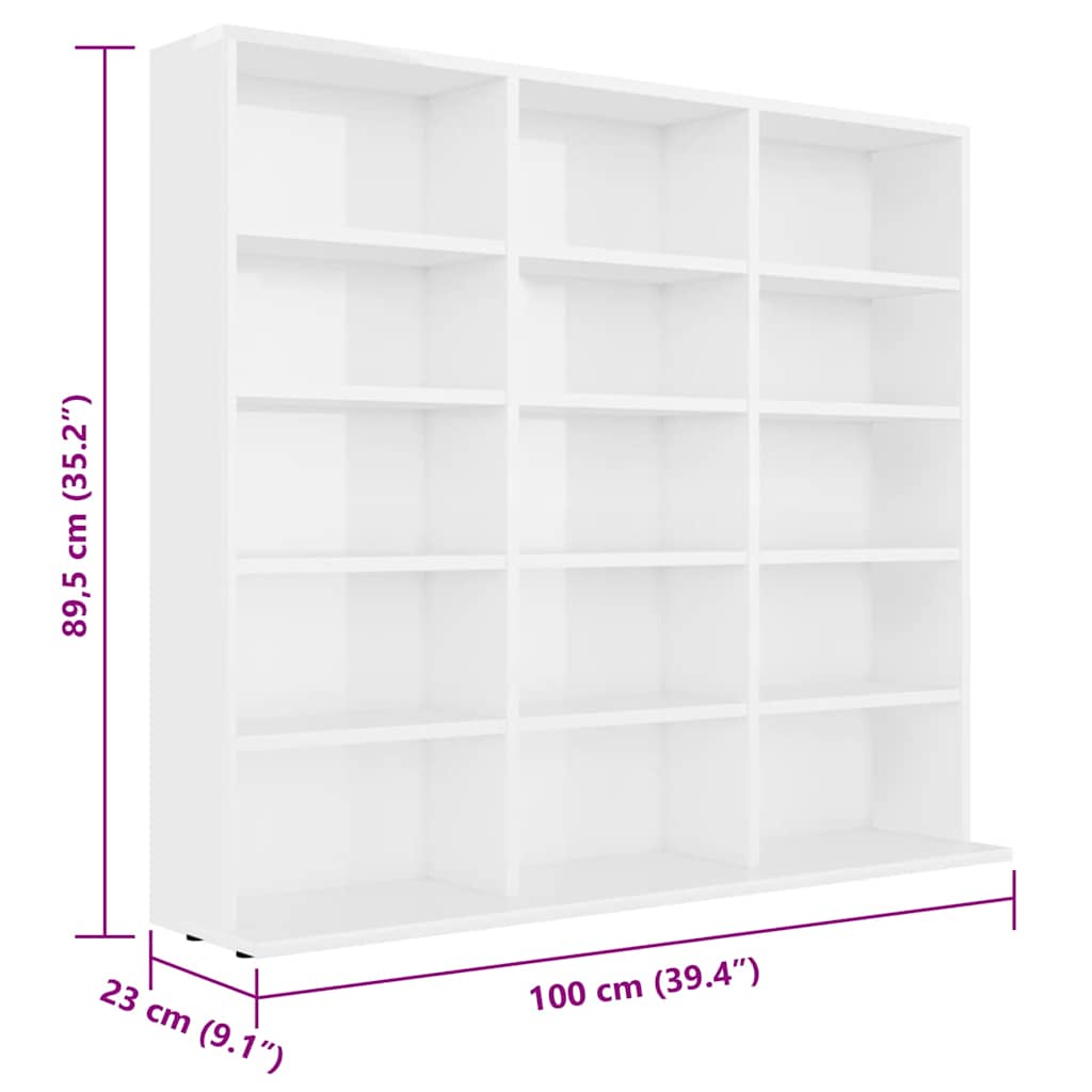 CD-Regal Hochglanz-Weiß 100x23x89,5 cm Holzwerkstoff