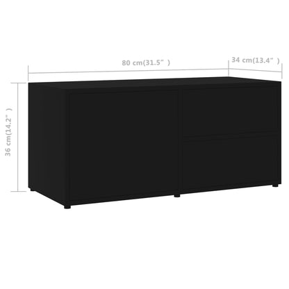 TV-Schrank Schwarz 80x34x36 cm Holzwerkstoff