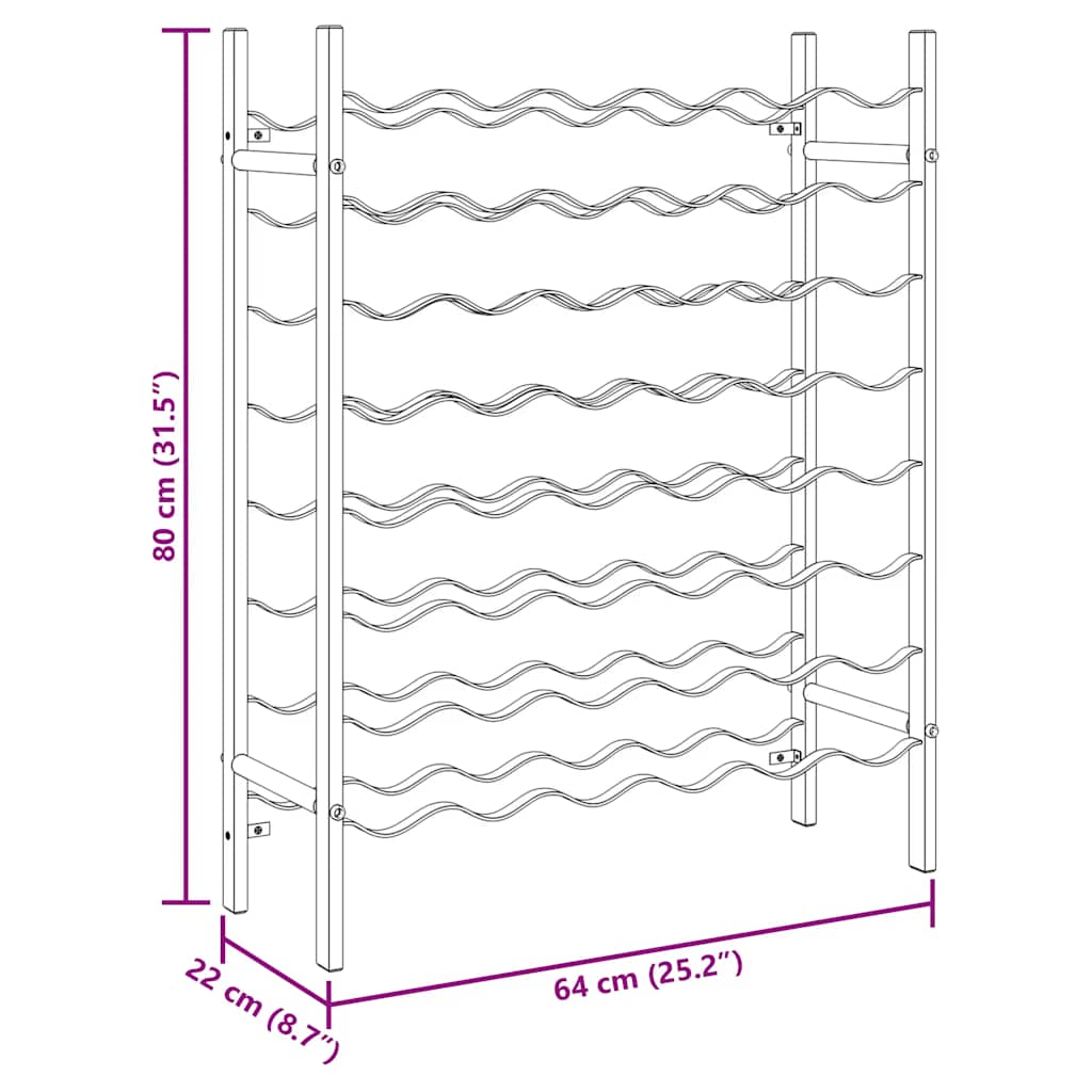 Weinregal für 48 Flaschen Schwarz Metall