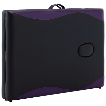 Massageliege Klappbar 2-Zonen mit Holzgestell Schwarz