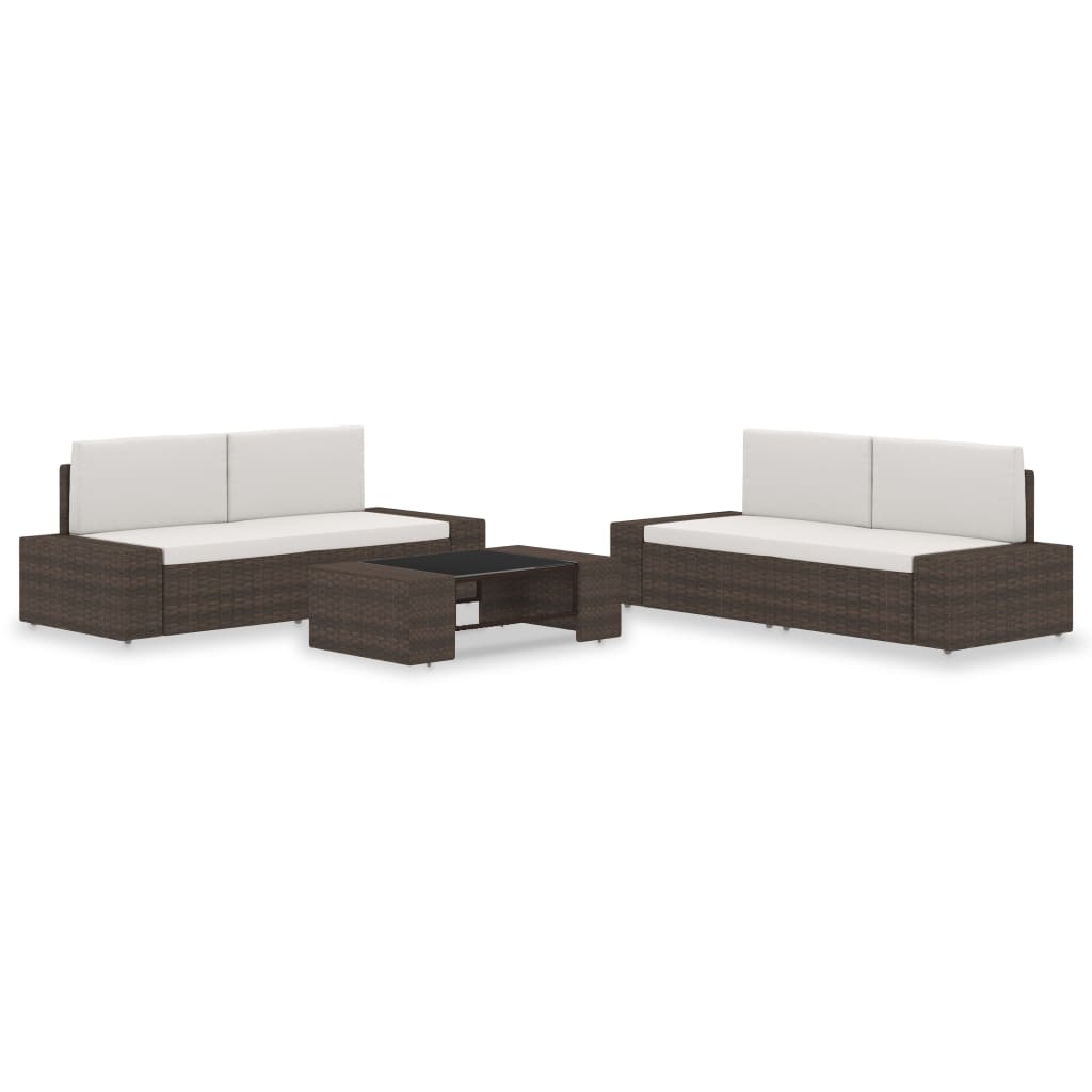 5-tlg. Garten-Lounge-Set Poly Rattan Braun