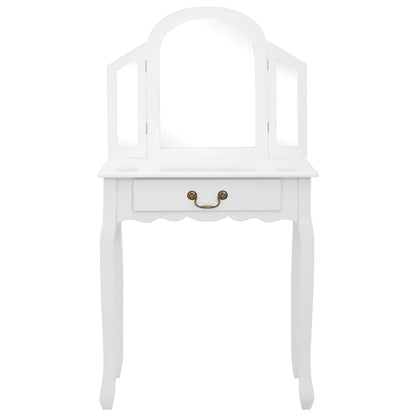 Schminktisch mit Hocker Weiß 65x36x128 cm Paulownia-Holz MDF