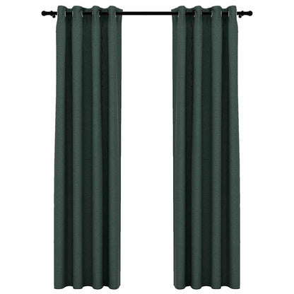 Verdunkelungsvorhänge Ösen Leinenoptik 2 Stk. Grün 140x245 cm