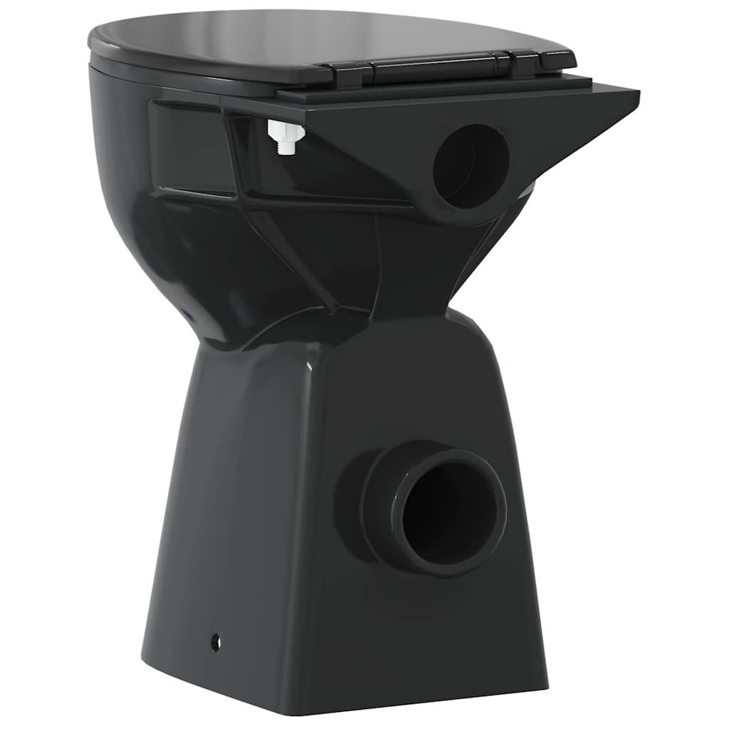 Randloses WC 7 cm Extra Höhe Soft-Close Keramik Schwarz