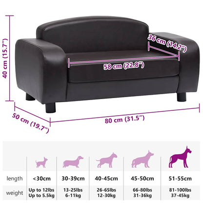 Hundesofa Braun 80x50x40 cm Kunstleder
