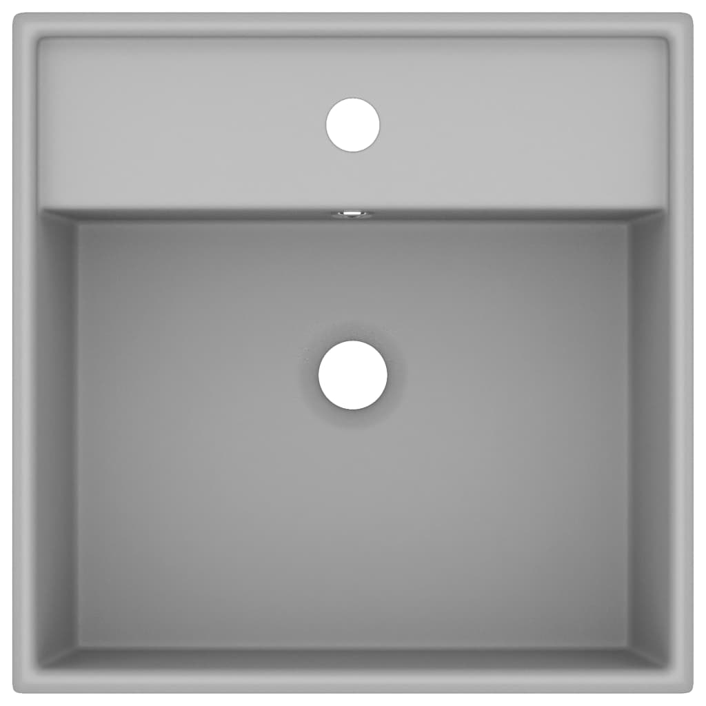 Luxus-Waschbecken Überlauf Quadratisch Matt Hellgrau 41x41 cm