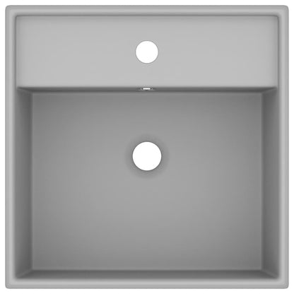 Luxus-Waschbecken Überlauf Quadratisch Matt Hellgrau 41x41 cm