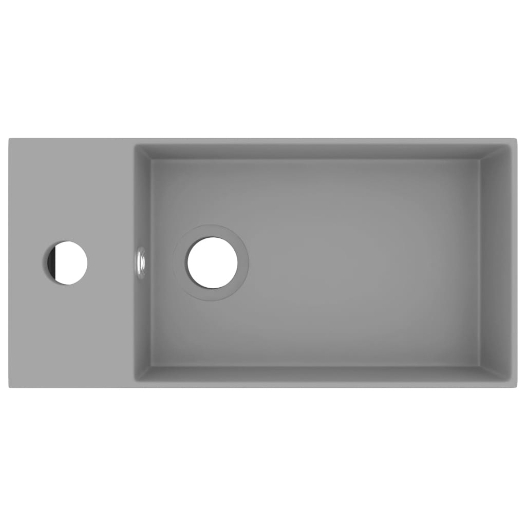 Badezimmer-Waschbecken mit Überlauf Keramik Hellgrau