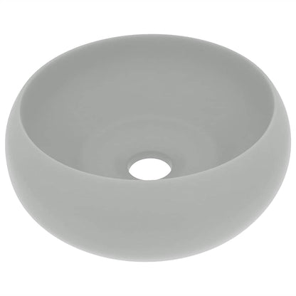 Luxuriöses Waschbecken Rund Matt Hellgrau 40x15 cm Keramik