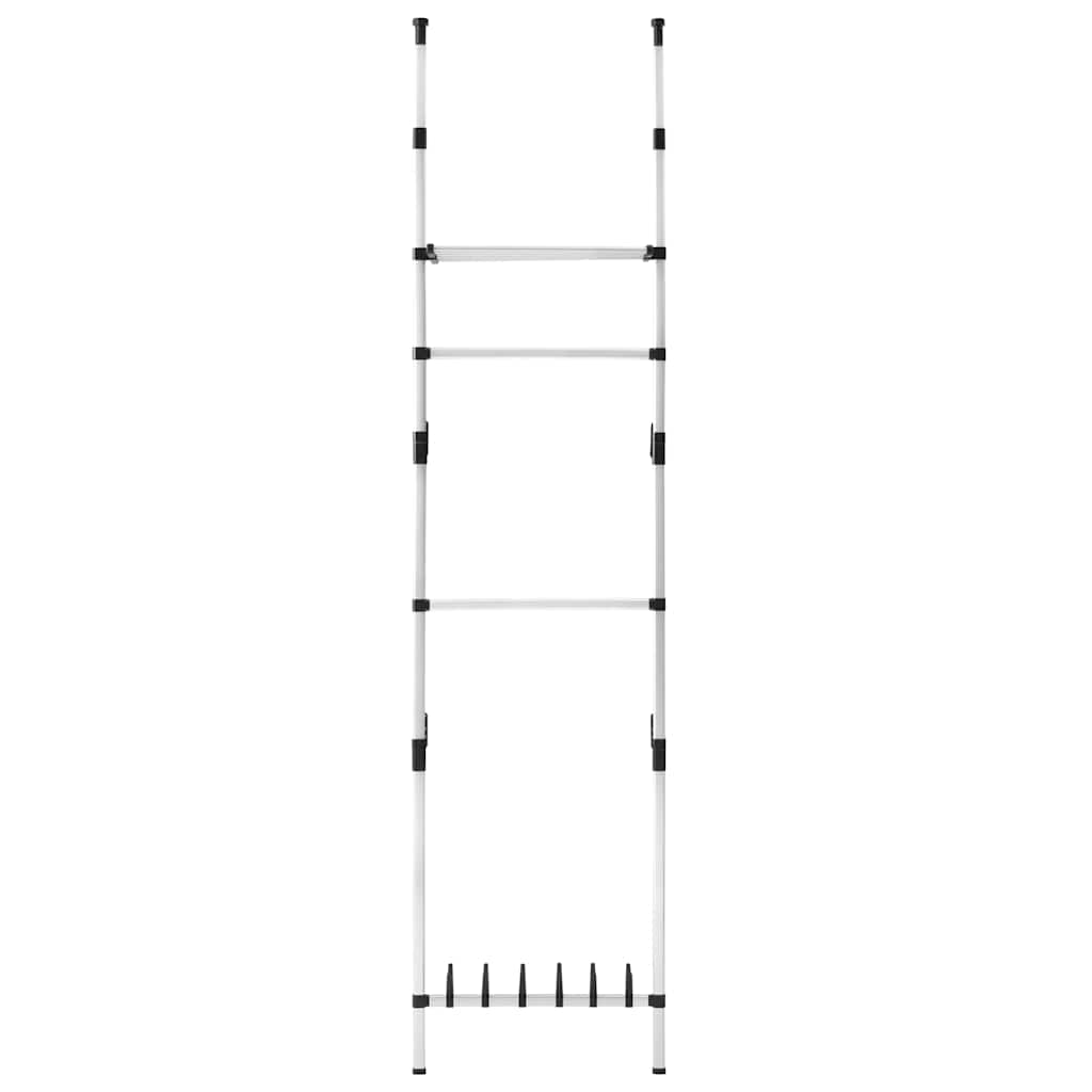 Teleskop-Garderobe mit Stangen und Regal Aluminium