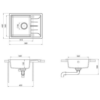 Küchenspüle mit Überlauf Oval Beige Granit