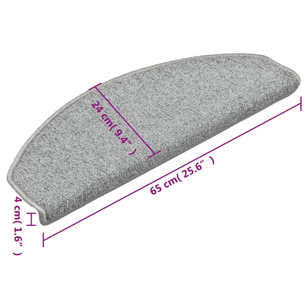 Stufenmatten 15 Stk. 65x24x4 cm Hellgrau Halbrund Groß