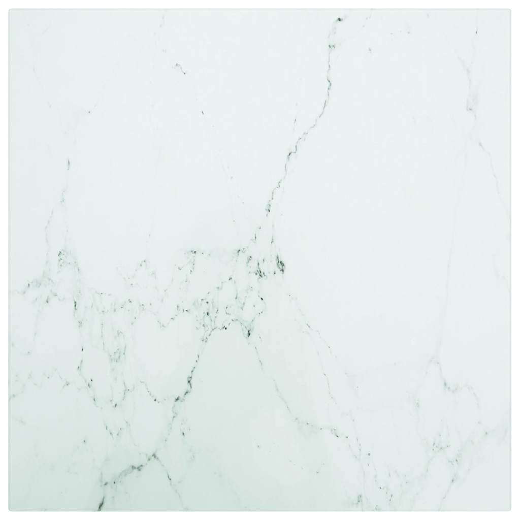 Tischplatte Weiß 40x40 cm 6 mm Hartglas in Marmoroptik