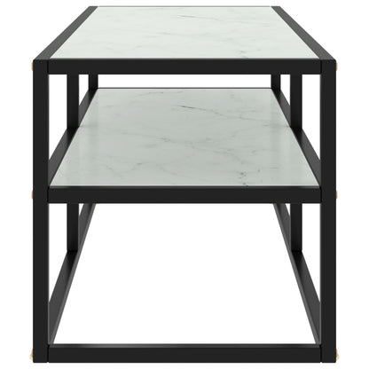 TV-Schrank Schwarz mit Hartglas Marmor-Optik 100x40x40 cm