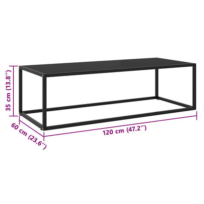 Couchtisch Schwarz mit Schwarzem Glas 120x50x35 cm