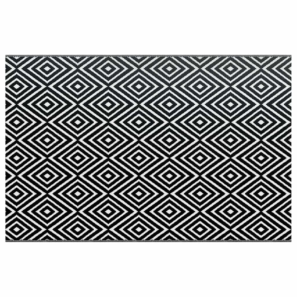 Outdoor-Teppich ARAKIL Weiß und Schwarz 190x290 cm PP