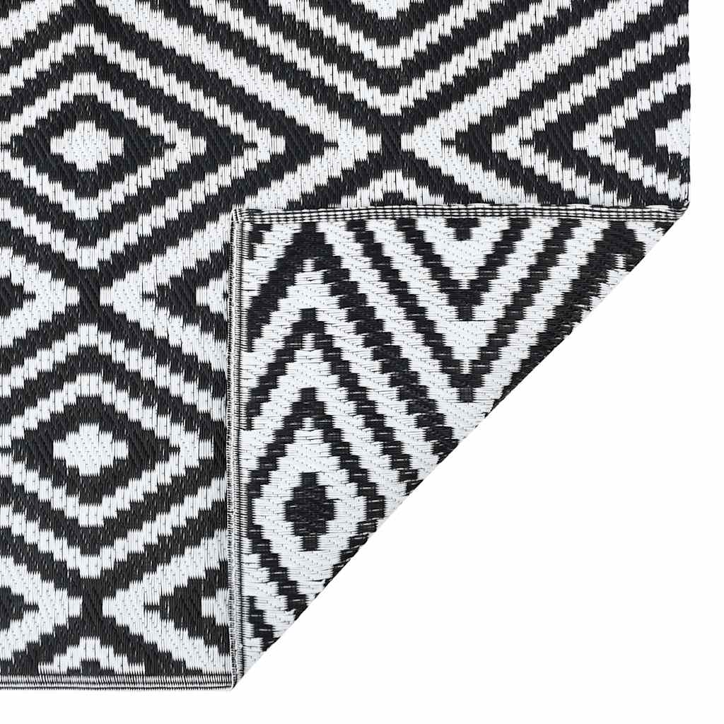 Outdoor-Teppich ARAKIL Weiß und Schwarz 190x290 cm PP