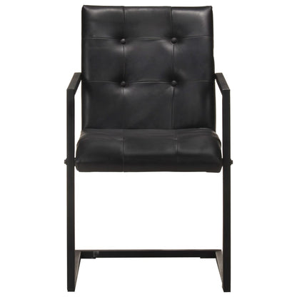 Freischwinger 2 Stk. Schwarz Echtleder