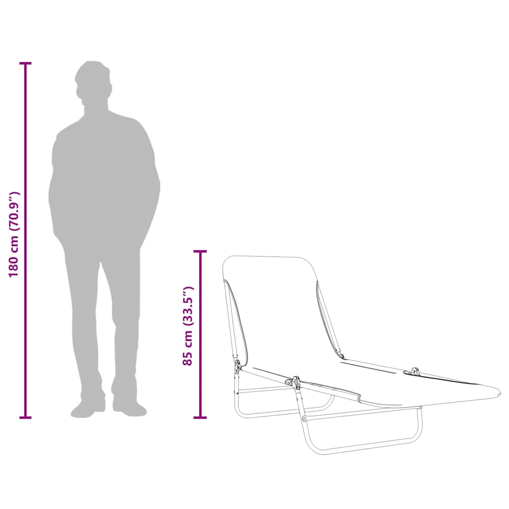 Klappbare Sonnenliegen 2 Stk. Stahl und Stoff Grün