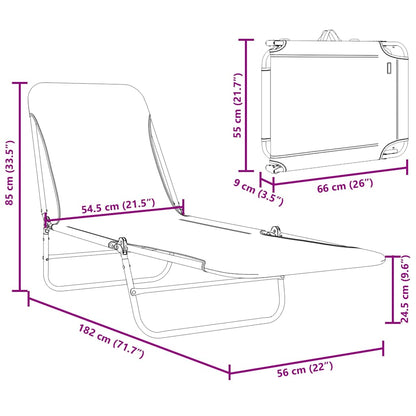 Klappbare Sonnenliegen 2 Stk. Stahl und Stoff Blau