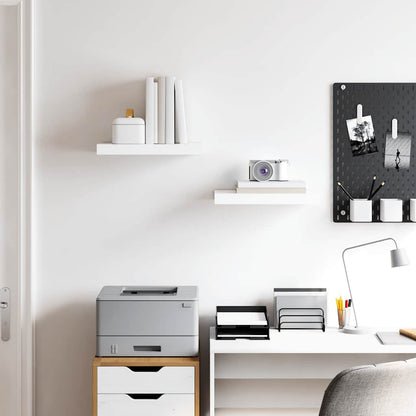 Schweberegale 2 Stk. Hochglanz-Weiß 40x23x3,8 cm MDF