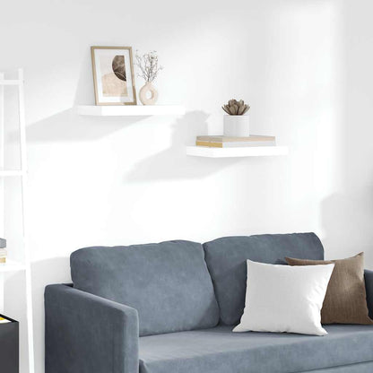 Schweberegale 2 Stk. Hochglanz-Weiß 40x23x3,8 cm MDF