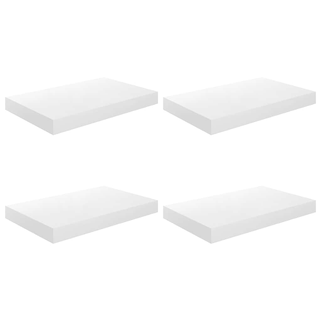 Schweberegale 4 Stk. Hochglanz-Weiß 40x23x3,8 cm MDF