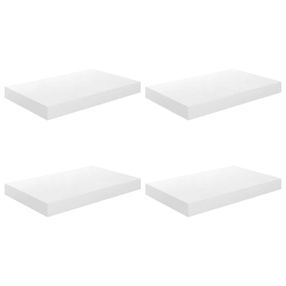 Schweberegale 4 Stk. Hochglanz-Weiß 40x23x3,8 cm MDF