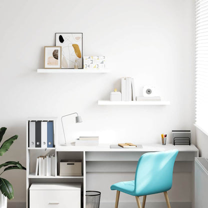 Schweberegale 2 Stk. Hochglanz-Weiß 80x23,5x3,8 cm MDF