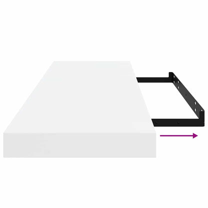 Schweberegale 2 Stk. Hochglanz-Weiß 80x23,5x3,8 cm MDF