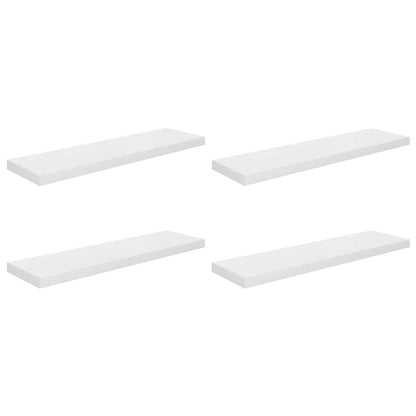 Schweberegale 4 Stk. Hochglanz-Weiß 90x23,5x3,8 cm MDF