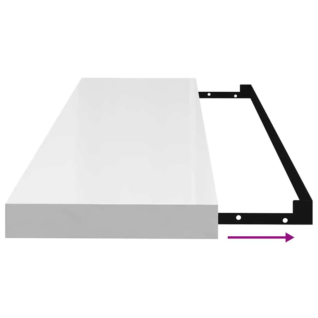 Schweberegale 4 Stk. Hochglanz-Weiß 90x23,5x3,8 cm MDF