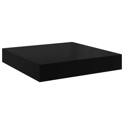 Schweberegale 2 Stk. Hochglanz-Schwarz 23x23,5x3,8 cm MDF