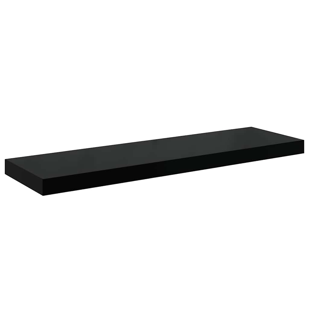 Schweberegale 2 Stk. Hochglanz-Schwarz 80x23,5x3,8 cm MDF