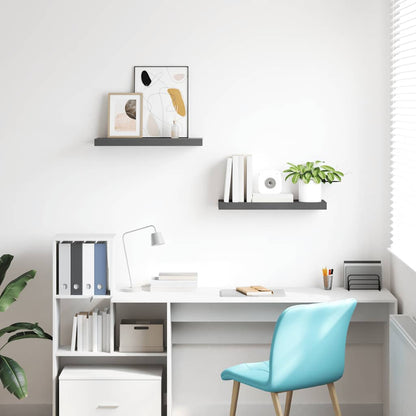 Schweberegale 2 Stk. Hochglanz-Grau 60x23,5x3,8 cm MDF