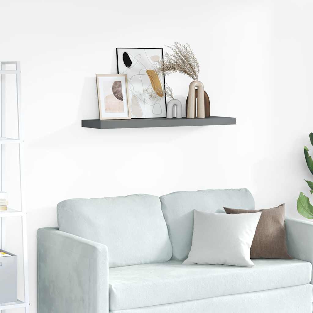 Schwebendes Wandregal Hochglanz-Grau 90x23,5x3,8 cm MDF