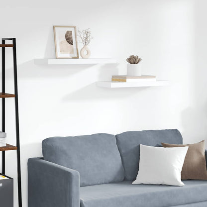 Schwebende Wandregale 2 Stk. Weiß 60x23,5x3,8cm MDF