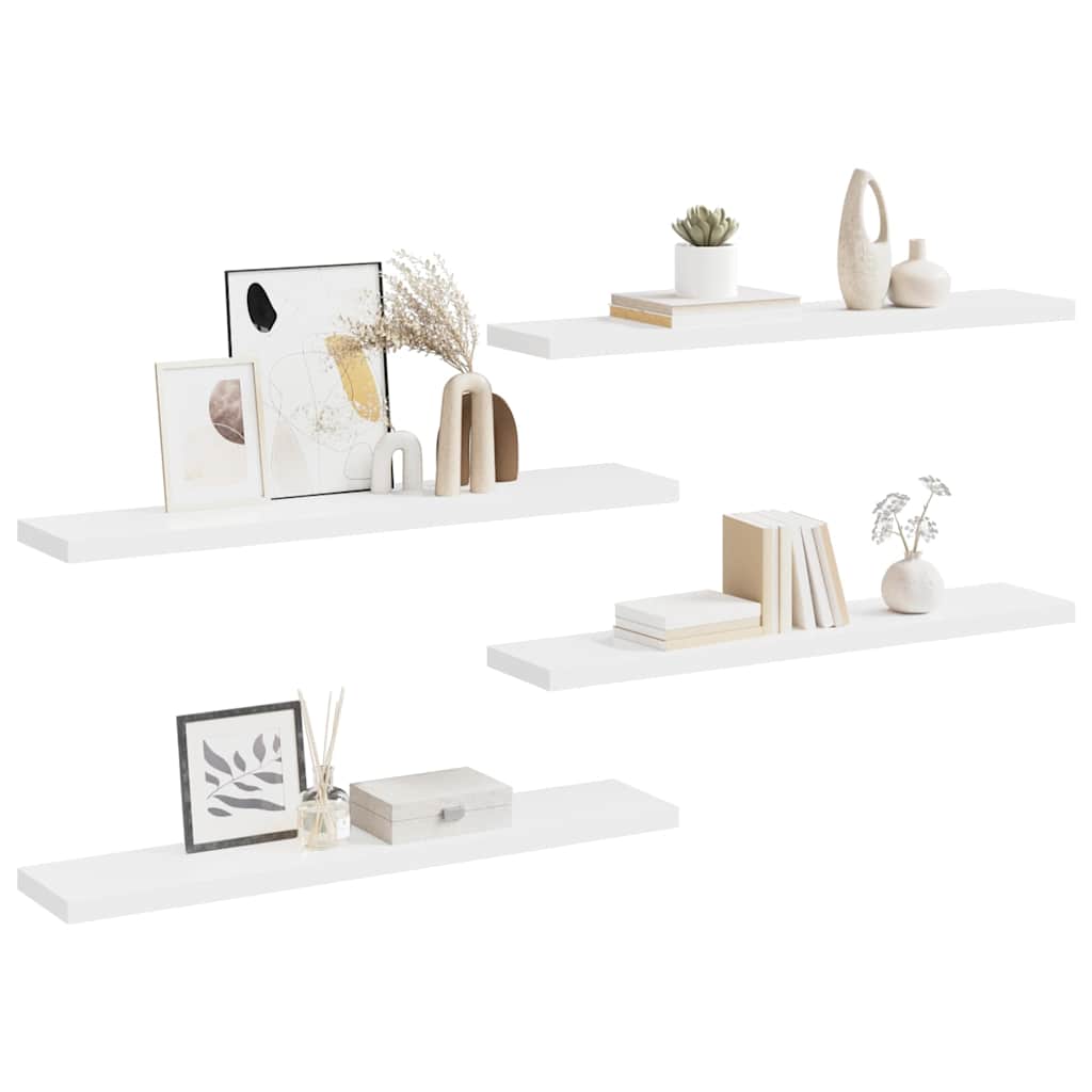 Schweberegale 4 Stk. Weiß 120x23,5x3,8 cm MDF