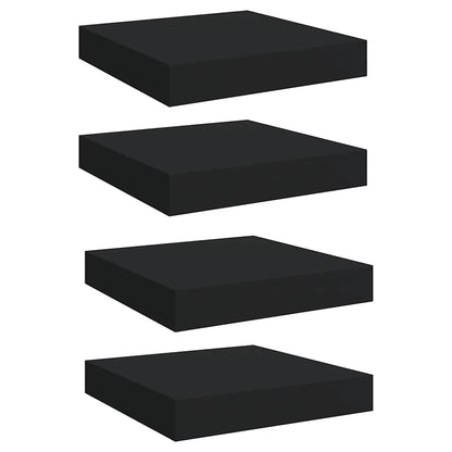 Schwebende Wandregale 4 Stk. Schwarz 23x23,5x3,8cm MDF