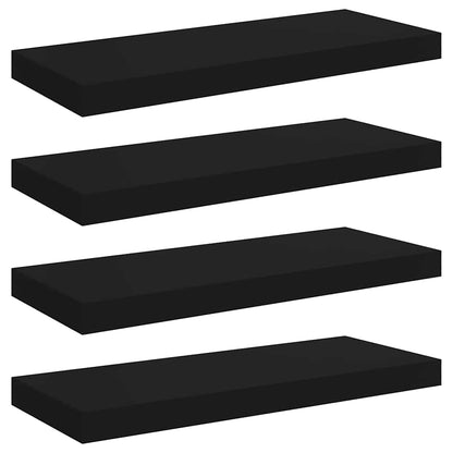 Schweberegale 4 Stk. Schwarz 60x23,5x3,8cm MDF
