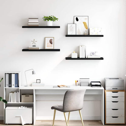 Schweberegale 4 Stk. Schwarz 80x23,5x3,8 cm MDF