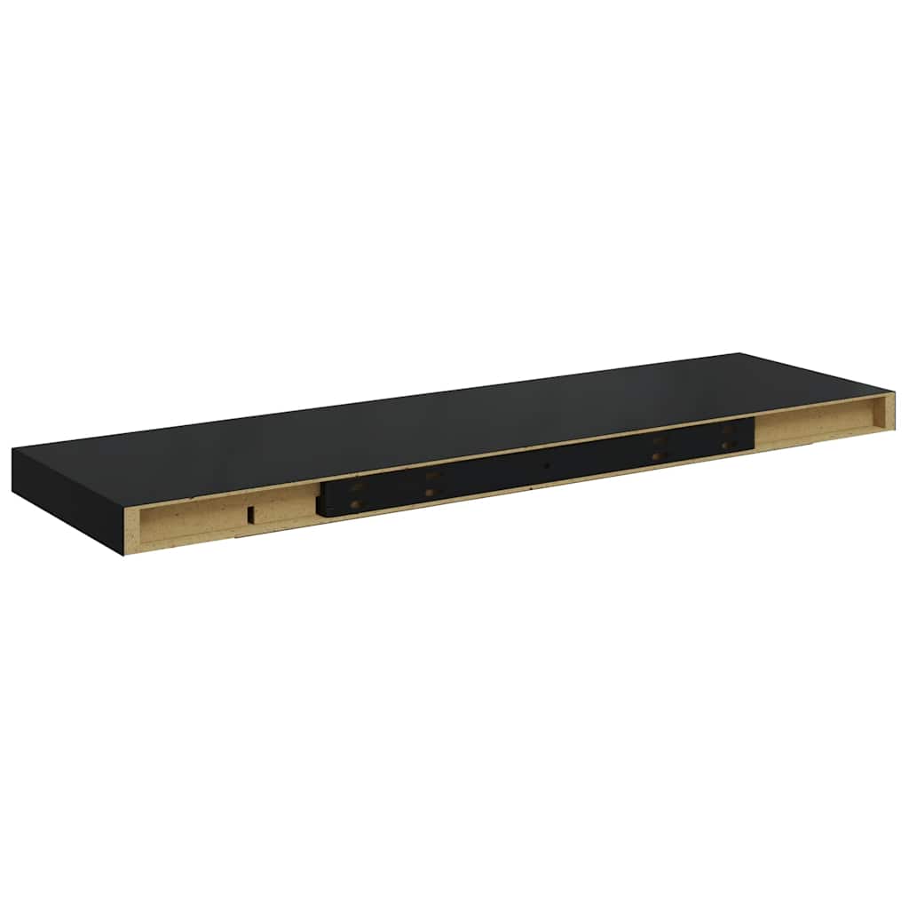Schweberegale 4 Stk. Schwarz 80x23,5x3,8 cm MDF