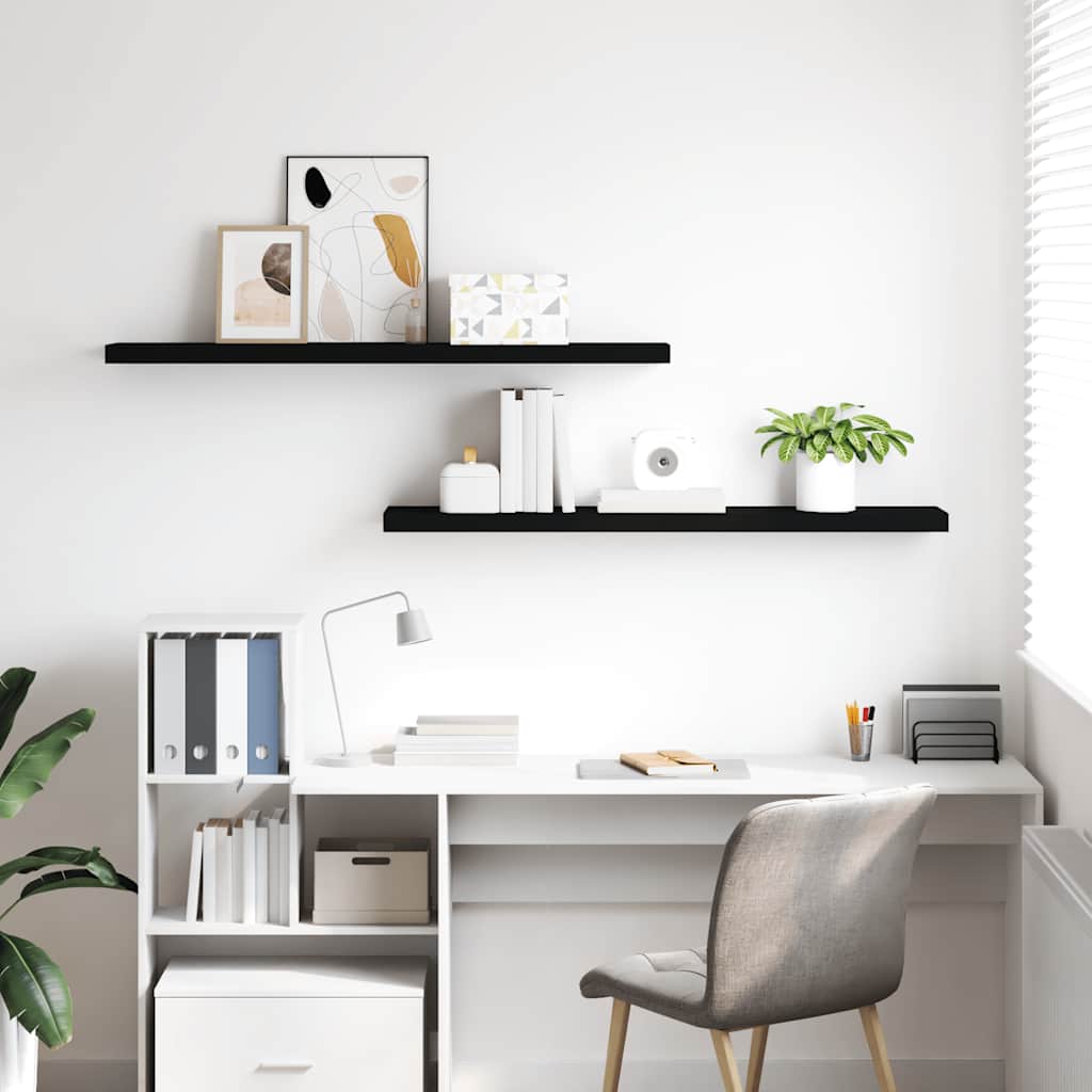 Schweberegale 2 Stk. Schwarz 120x23,5x3,8 cm MDF