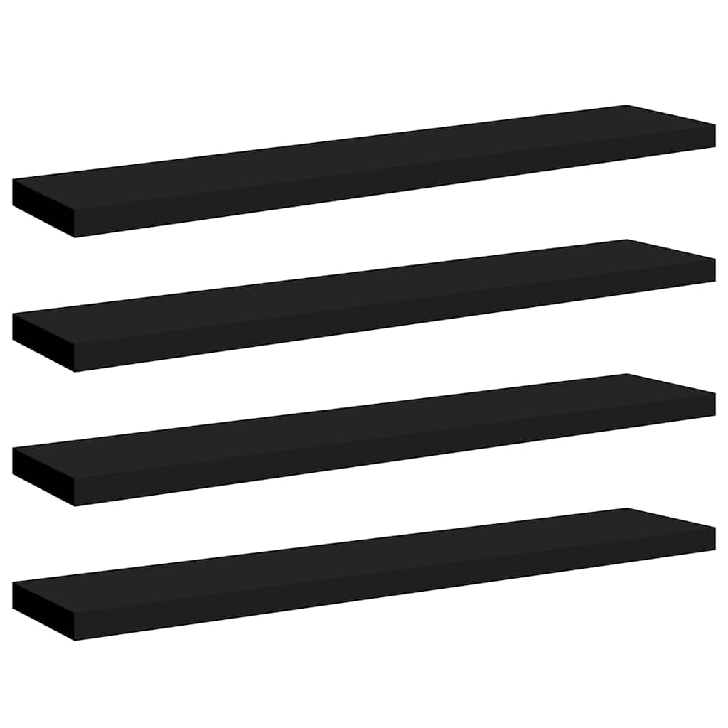 Schweberegale 4 Stk. Schwarz 120x23,5x3,8 cm MDF