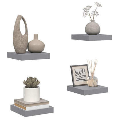 Schweberegale 4 Stk. Grau 23x23,5x3,8 cm MDF