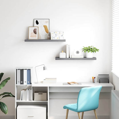 Schweberegale 2 Stk. Grau 80x23,5x3,8 cm MDF