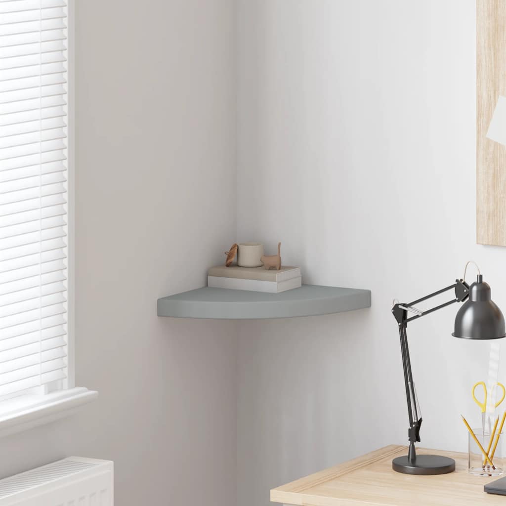 Eck-Schweberegal Grau 35x35x3,8 cm MDF